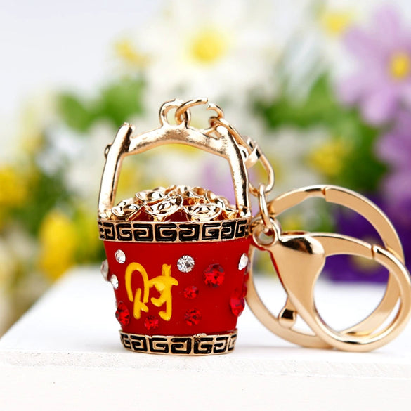 Metal Peanut Shaped Rhinestone Opal Keychain And Bag Pendant