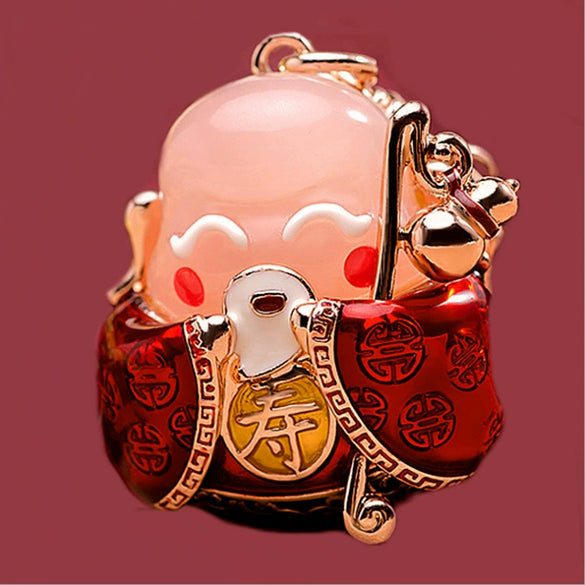 Metal Peanut Shaped Rhinestone Opal Keychain And Bag Pendant