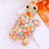 Metal Peanut Shaped Rhinestone Opal Keychain And Bag Pendant