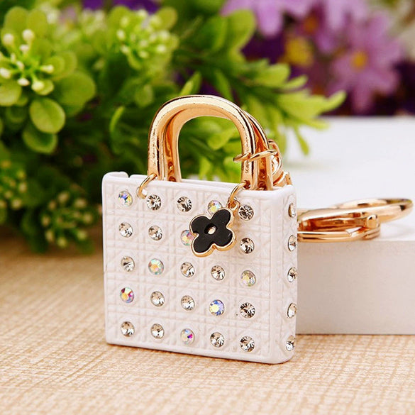 Metal Pearl Small Fragrant Style Key Chain Ring For Women As Bag Pendant