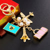 Metal Pearl Small Fragrant Style Key Chain Ring For Women As Bag Pendant