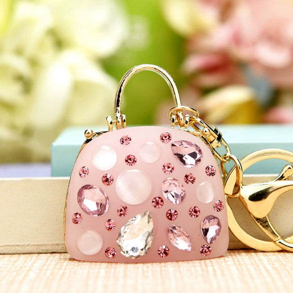 Metal Pearl Small Fragrant Style Key Chain Ring For Women As Bag Pendant