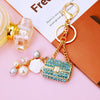 Metal Pearl Small Fragrant Style Key Chain Ring For Women As Bag Pendant