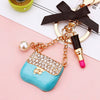 Metal Pearl Small Fragrant Style Key Chain Ring For Women As Bag Pendant