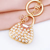Metal Pearl Small Fragrant Style Key Chain Ring For Women As Bag Pendant