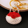 Metal Pearl Small Fragrant Style Key Chain Ring For Women As Bag Pendant