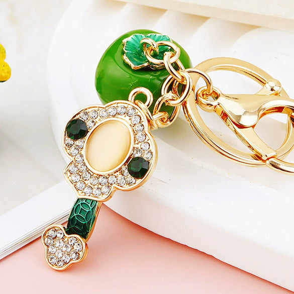 Metal Persimmon Ruyi Creative Keychain With Diamond Encrustment For Women's Bags
