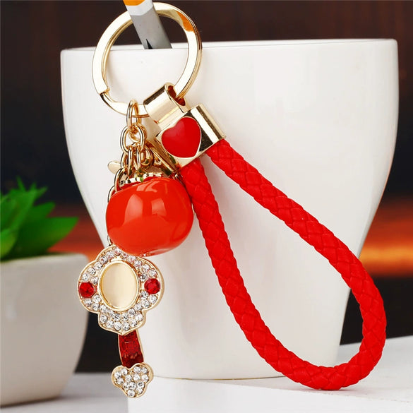 Metal Persimmon Shaped Women's Pastoral Style Car Keychain And Bag Pendant