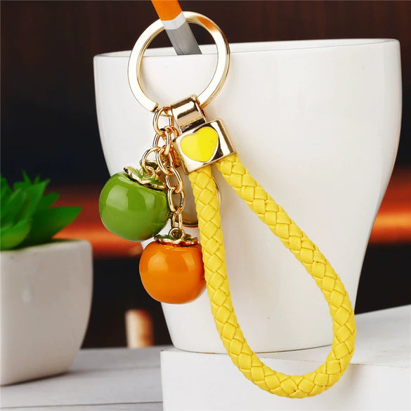 Metal Persimmon Shaped Women's Pastoral Style Car Keychain And Bag Pendant