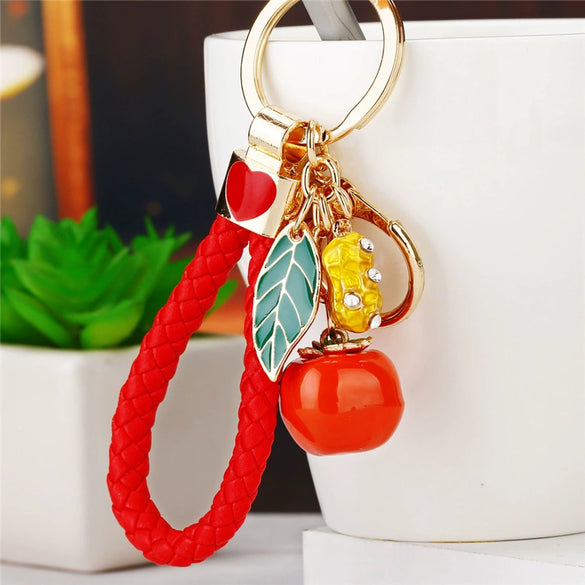 Metal Persimmon Shaped Women's Pastoral Style Car Keychain And Bag Pendant