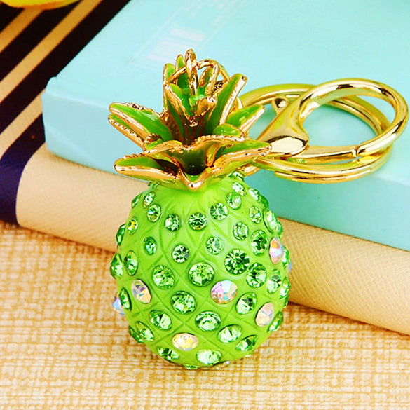 Metal Pineappleshaped Keychain Pendant With Diamond Encrustment For Women