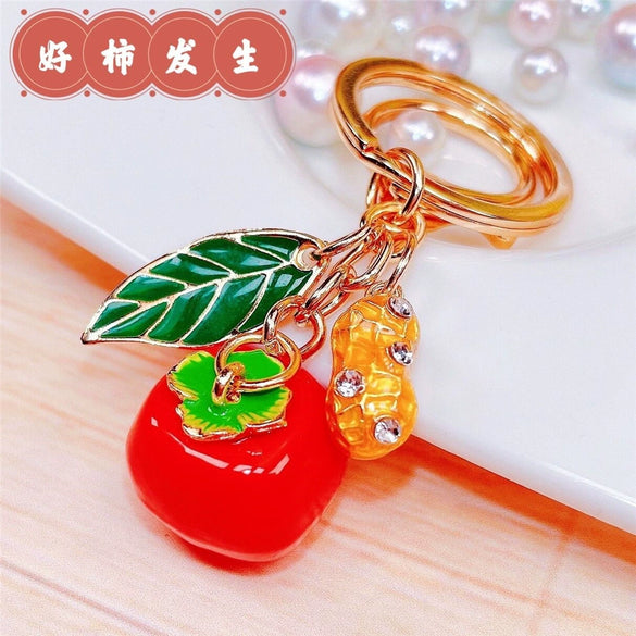Metal Pineappleshaped Keychain Pendant With Diamond Encrustment For Women