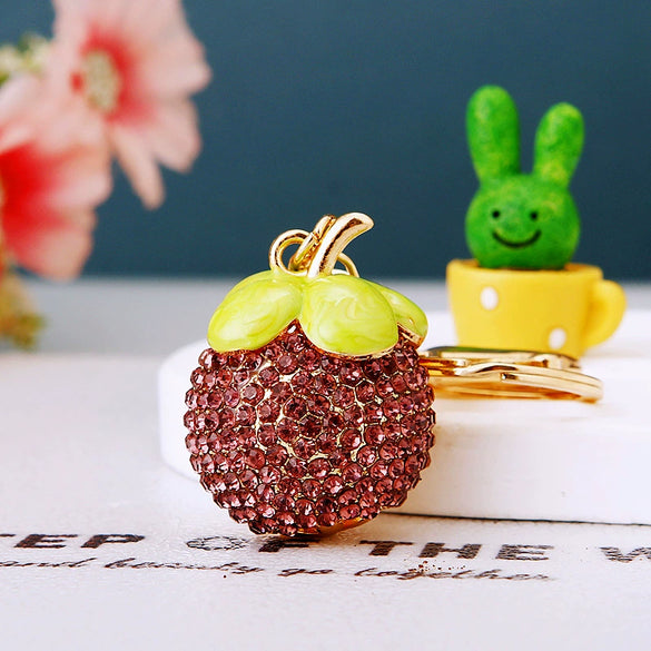 Metal Pineappleshaped Keychain Pendant With Diamond Encrustment For Women
