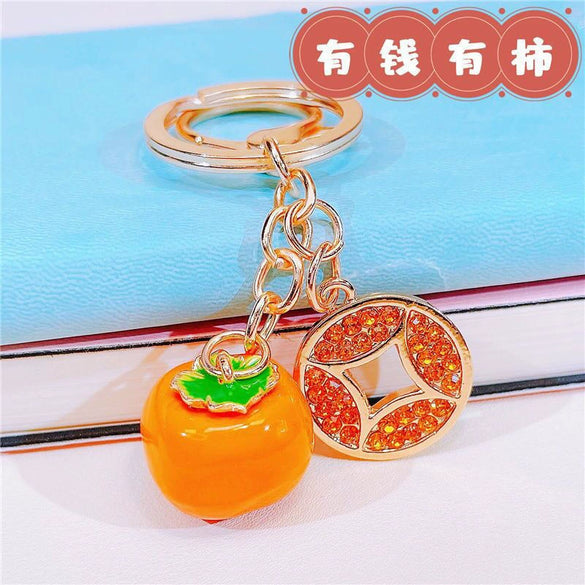 Metal Pineappleshaped Keychain Pendant With Diamond Encrustment For Women