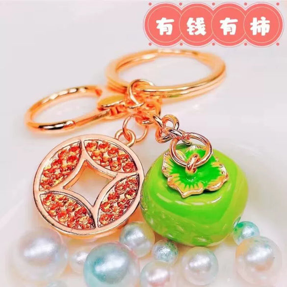Metal Pineappleshaped Keychain Pendant With Diamond Encrustment For Women