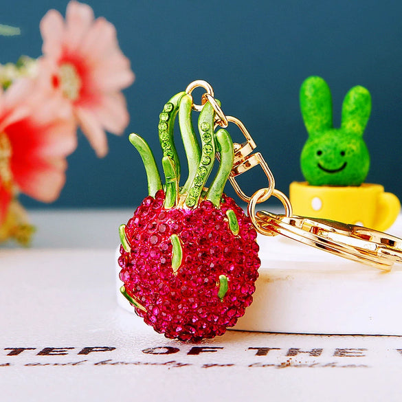 Metal Pineappleshaped Keychain Pendant With Diamond Encrustment For Women