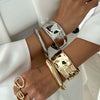 Metal Pleated Electroplated Geometry Bracelet For Women