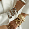 Metal Pleated Hollow Spring Bracelet Geometric Ins Style Electroplated