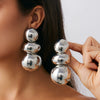 Metal Pleated Leaf Geometric Electroplated Earrings For Women