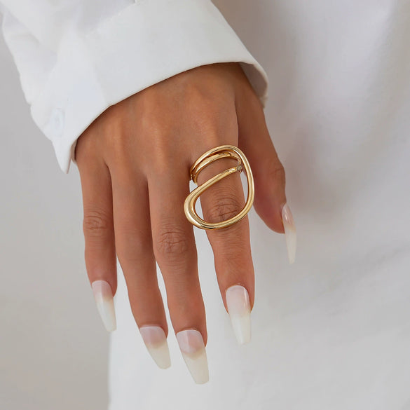 Metal Pleated Matte Exaggerated Irregular Ins Style Electroplated Bracelet