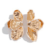Metal Pleated Petal Flower Exaggerated Stereo Earrings For Women Electroplated