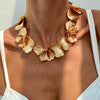Metal Pleated Petal Geometric Style Women's Electroplated Alloy Necklace