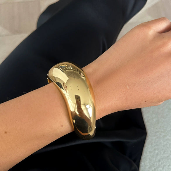 Metal Pleated Punk Geometric Electroplated Bracelet For Women