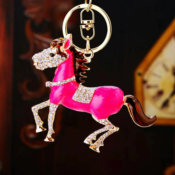 Metal Pony Rhinestone Key Chain For Women As Gift