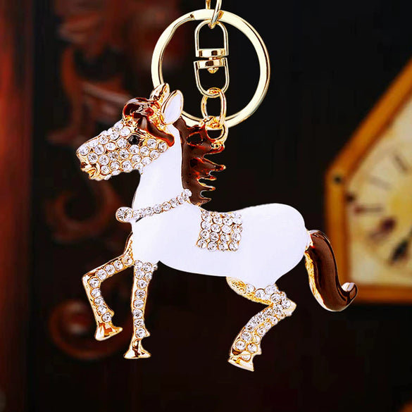 Metal Pony Rhinestone Key Chain For Women As Gift
