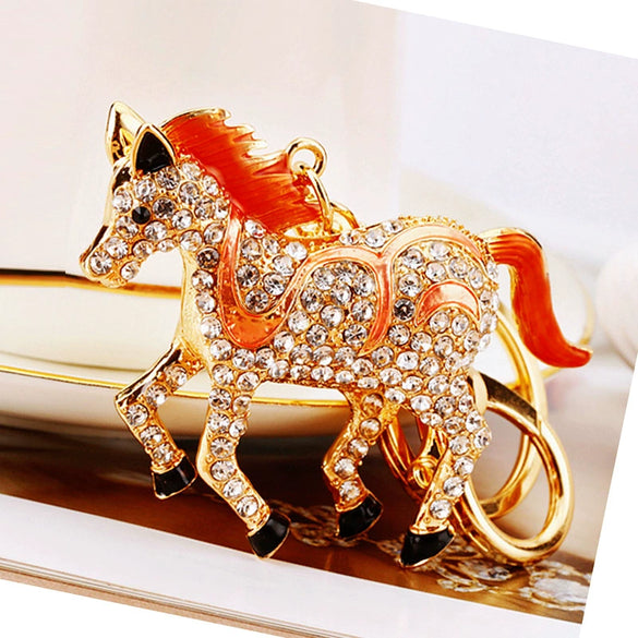 Metal Pony Rhinestone Key Chain For Women As Gift