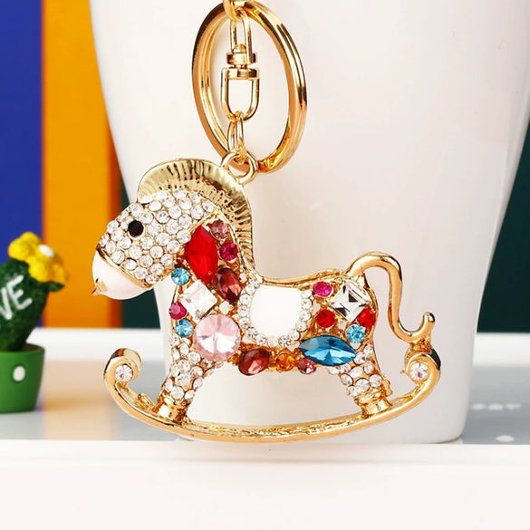 Metal Pony Rhinestone Key Chain For Women As Gift