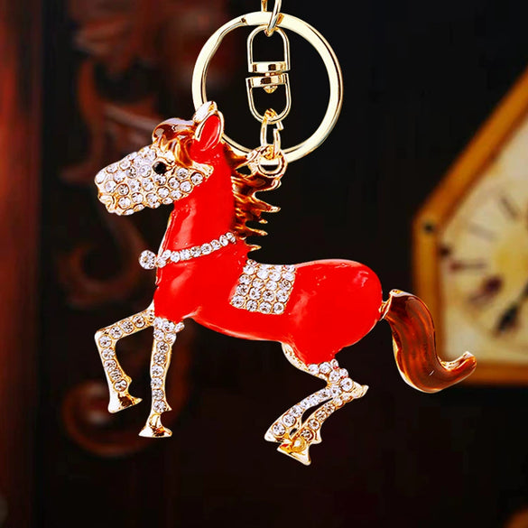 Metal Pony Rhinestone Key Chain For Women As Gift