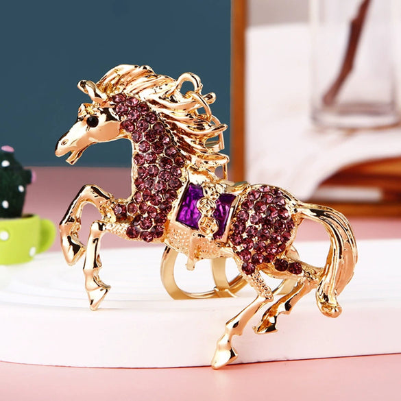 Metal Pony Rhinestone Key Chain For Women As Gift