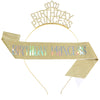 Metal Princess Crown Headband Shoulder Strap Etiquette Belt Hair Accessories Semimanual Semimechanical