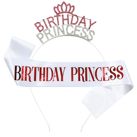 Metal Princess Crown Headband Shoulder Strap Etiquette Belt Hair Accessories Semimanual Semimechanical