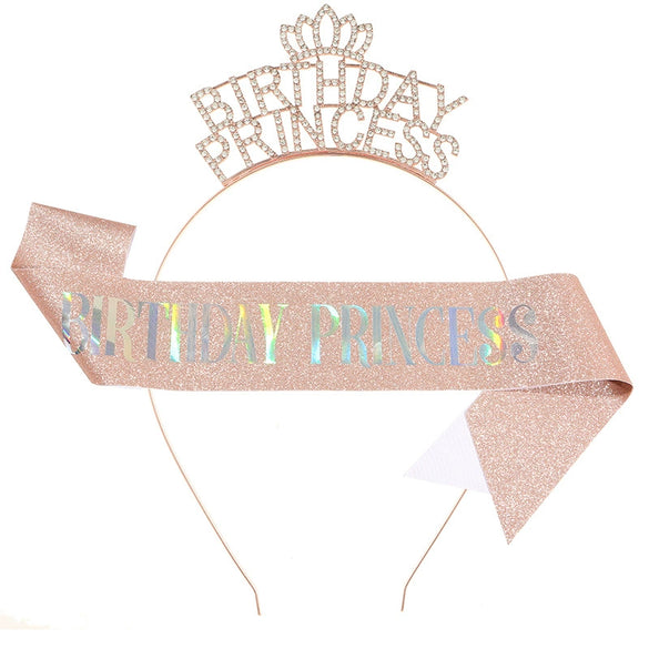 Metal Princess Crown Headband Shoulder Strap Etiquette Belt Hair Accessories Semimanual Semimechanical