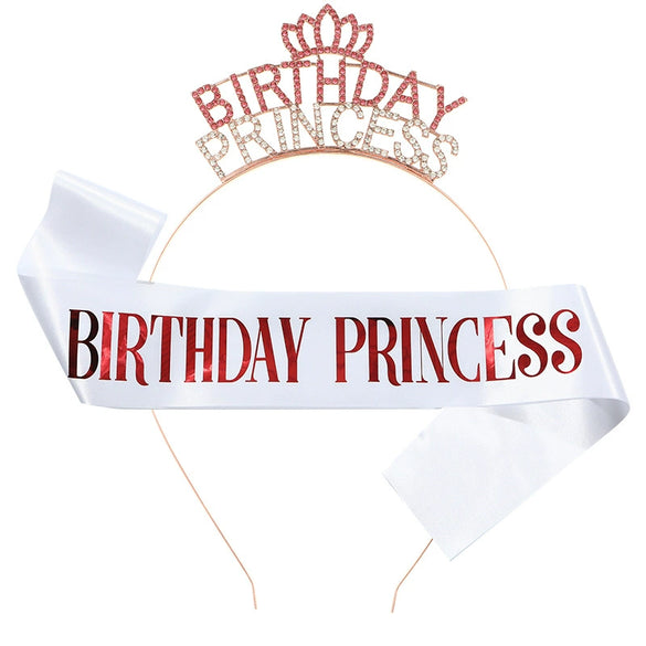 Metal Princess Crown Headband Shoulder Strap Etiquette Belt Hair Accessories Semimanual Semimechanical