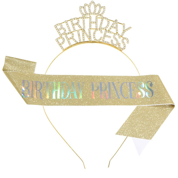 Metal Princess Crown Headband Shoulder Strap Etiquette Belt Hair Accessories Semimanual Semimechanical