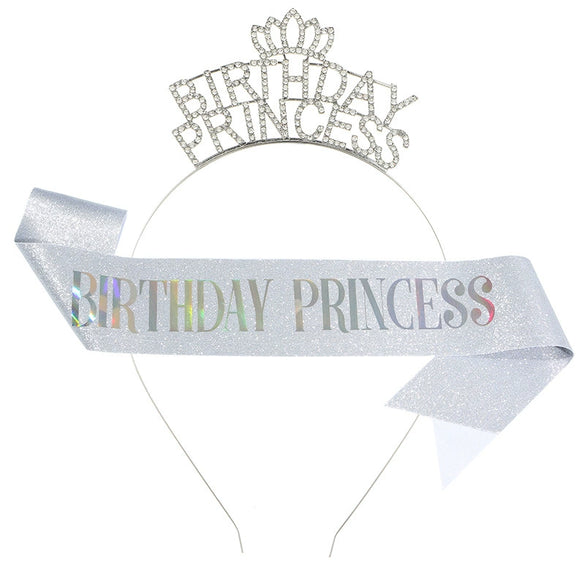 Metal Princess Crown Headband Shoulder Strap Etiquette Belt Hair Accessories Semimanual Semimechanical
