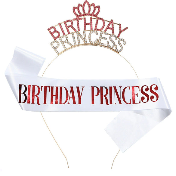 Metal Princess Crown Headband Shoulder Strap Etiquette Belt Hair Accessories Semimanual Semimechanical