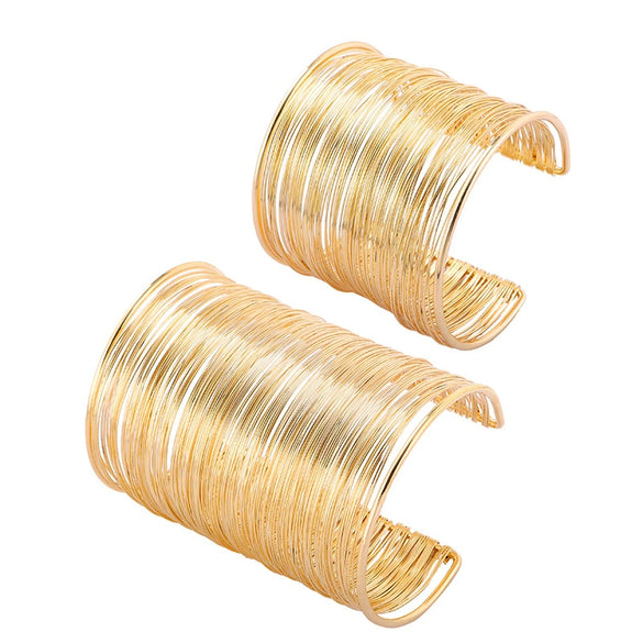 Metal Punk Geometric Cut Out Open Bracelets Made Of Copper Wire With Electroplating For Female