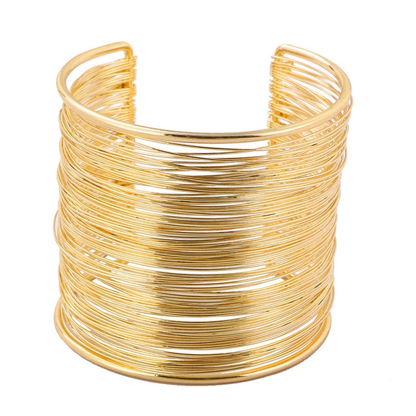 Metal Punk Geometric Cut Out Open Bracelets Made Of Copper Wire With Electroplating For Female
