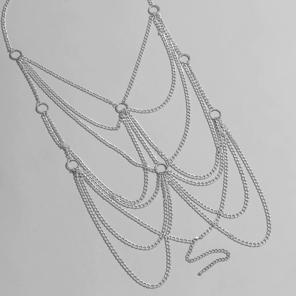 Metal Punk Style Hollow Ring Body Chain For Men