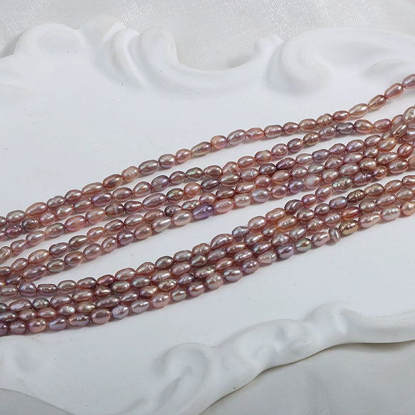 Metal Purple Rice Loose Freshwater Pearl Beads