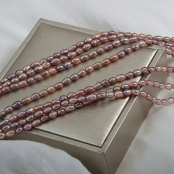 Metal Purple Rice Loose Freshwater Pearl Beads