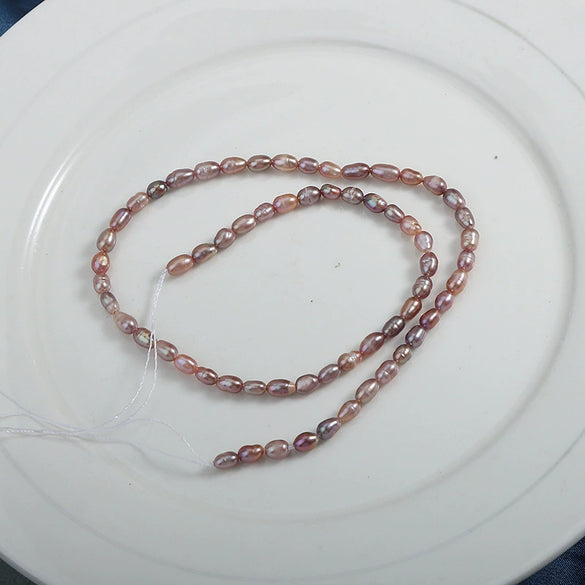 Metal Purple Rice Loose Freshwater Pearl Beads