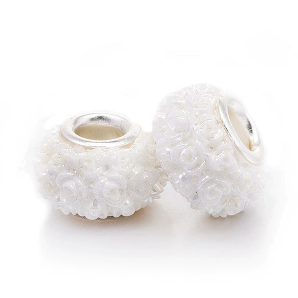 Metal Resin Beads Handmade Jewelry Accessories With Engraved Eternal Flower Totem Pattern Electroplating Process