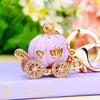 Metal Resin Keychain Diamondencrusted Princess Pumpkin Car Shape Cute Creative Pendant For Women