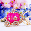 Metal Resin Keychain Diamondencrusted Princess Pumpkin Car Shape Cute Creative Pendant For Women