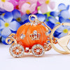 Metal Resin Keychain Diamondencrusted Princess Pumpkin Car Shape Cute Creative Pendant For Women